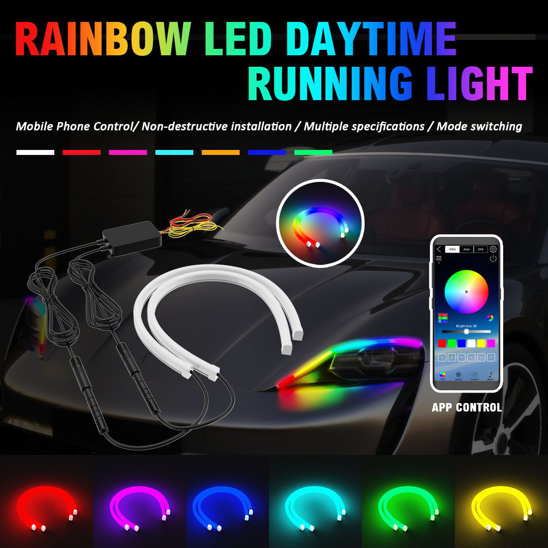 Lighting Bolt Decor - 2PCS DRL Car LED Daytime Running