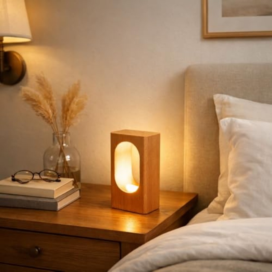 Lighting Decor For Bedroom - LED Wood Desk Lamp, Bedroom Bedside