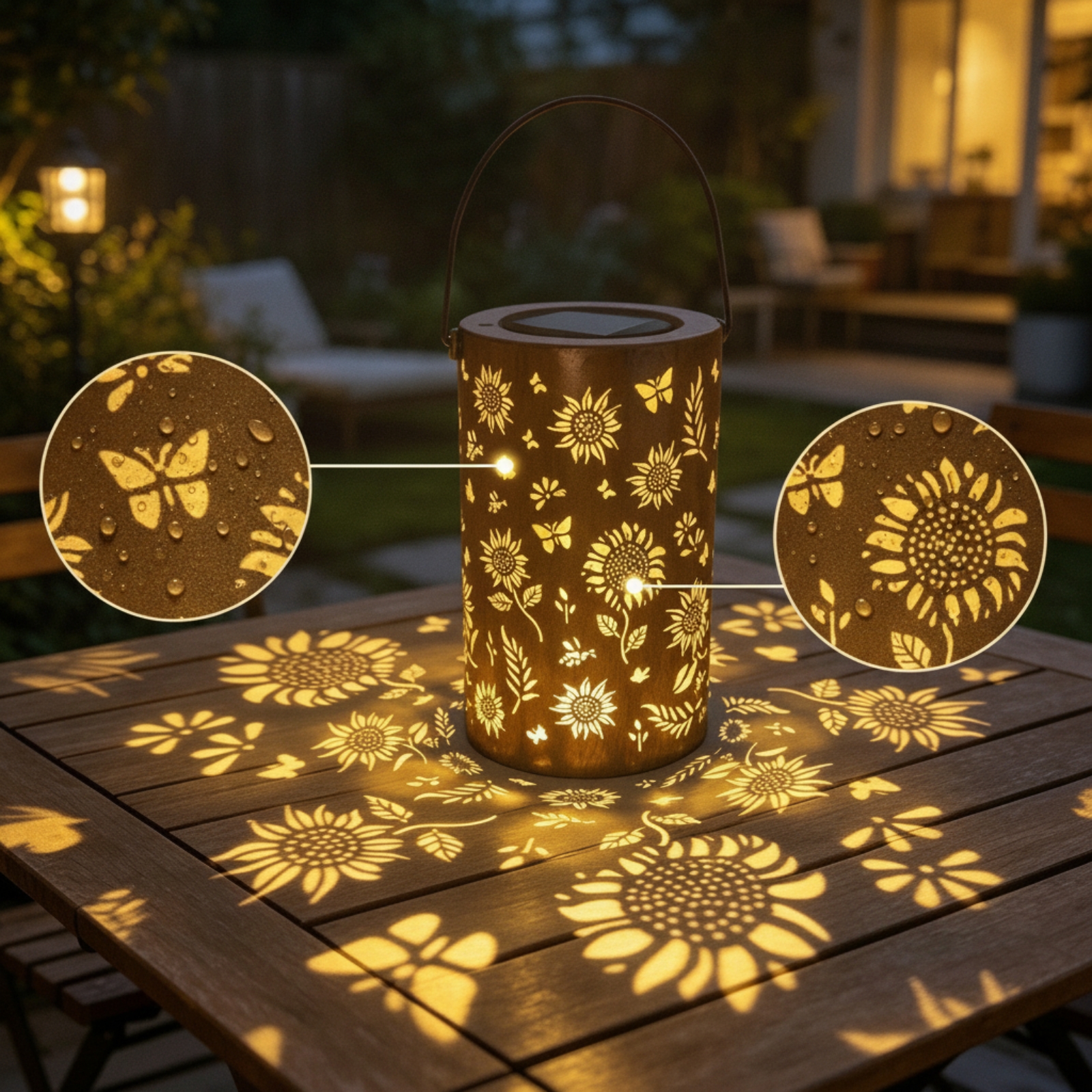 Garden Lighting Decor - Hanging Lantern with Handle Decorative Solar