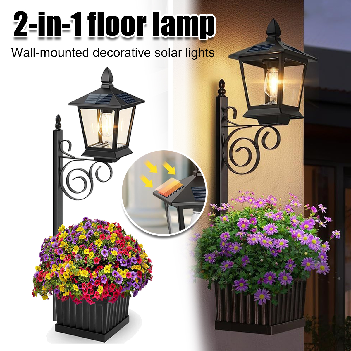 Garden Lighting Decor - 2 in 1 Solar Planter Lamp