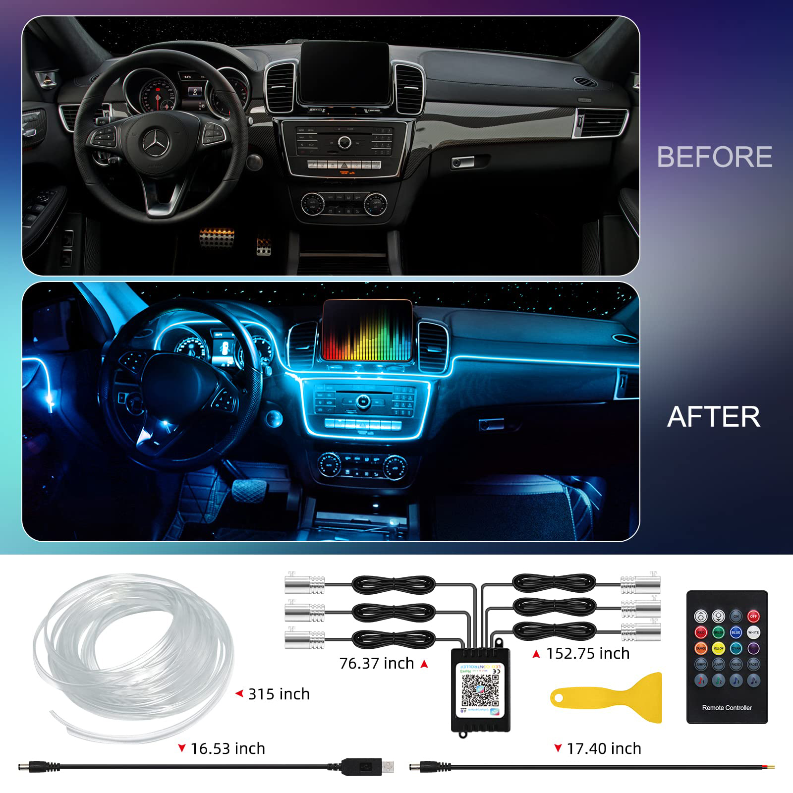 LED Car Interior Ambient Strip - Lighting Bolt Decor recensie en prijs