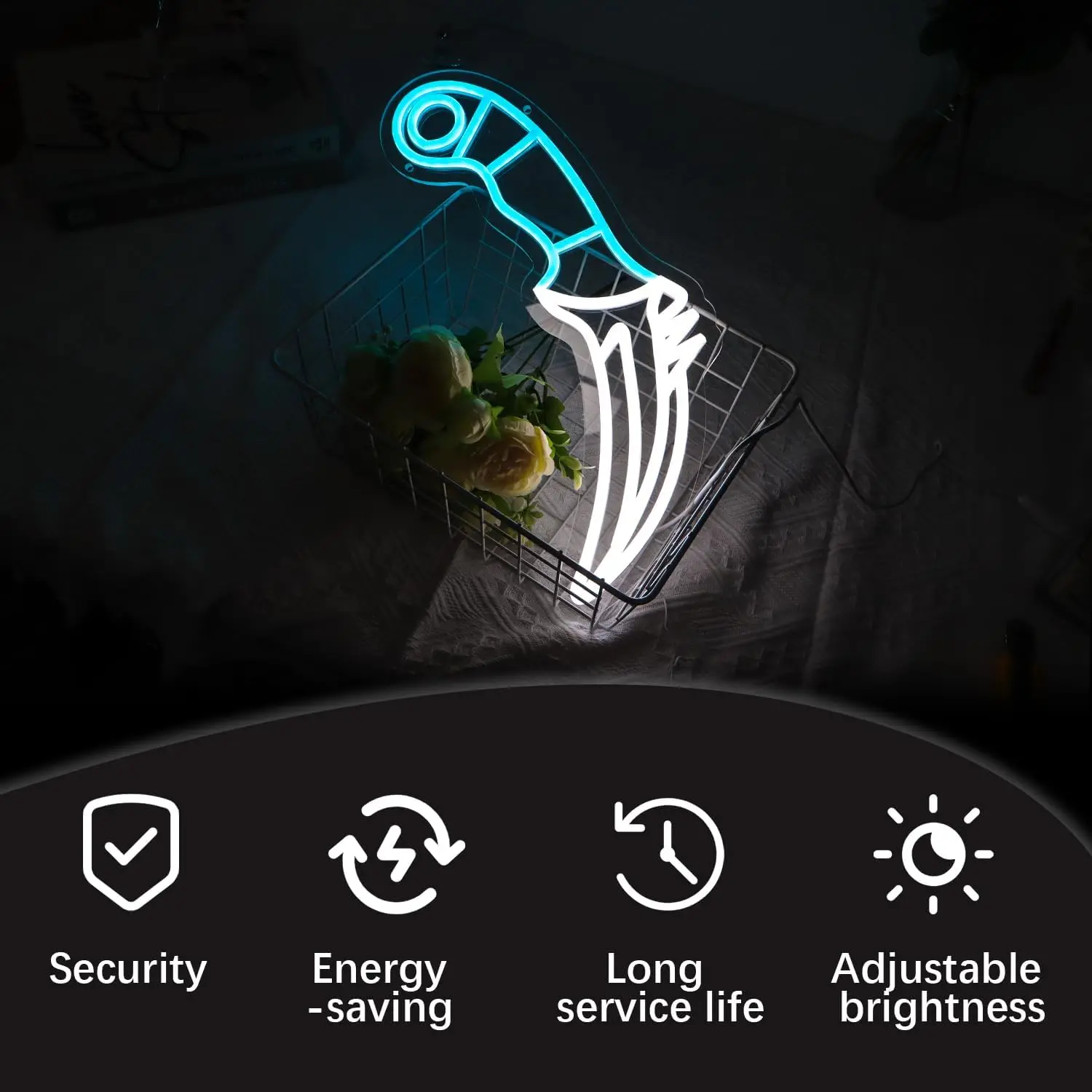 Blue White Dagger Knife Neon S - Unique Lighting Decor recensie en prijs