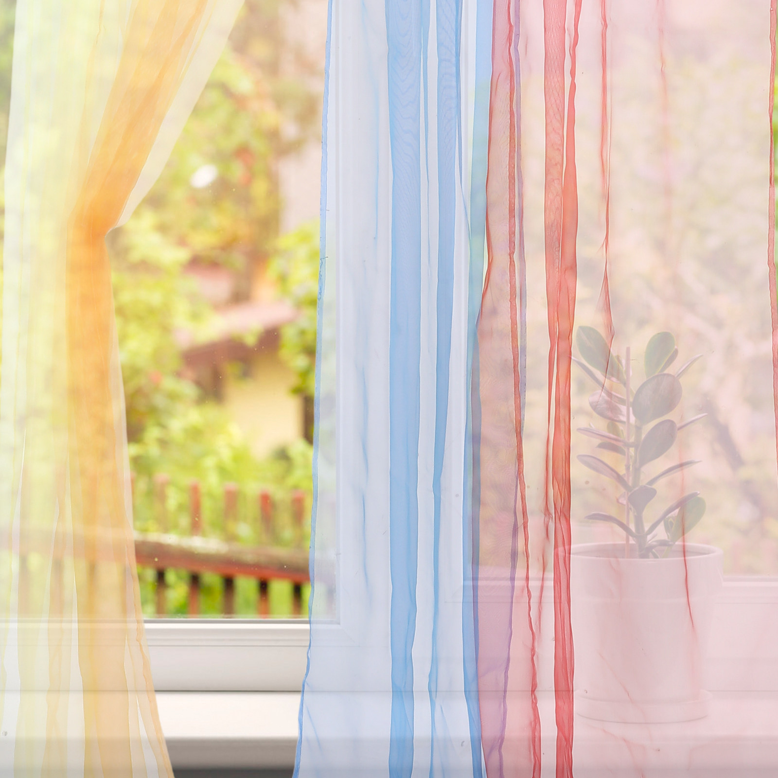 4Pcs Sheer Curtain Colorful Ba - Kitchen Decor Lighting recensie en prijs