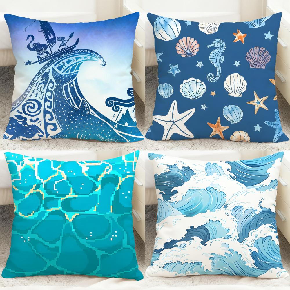 Light blue ocean ripple Cushio - Lighting Decor And Beyond recensie en prijs