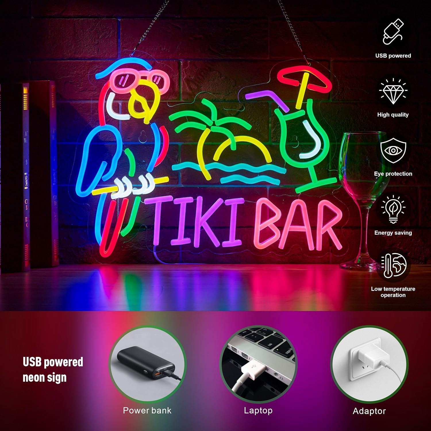 Tiki Bar Parrot Palm Tree Neon - Lighting Decor For Bedroom recensie en prijs
