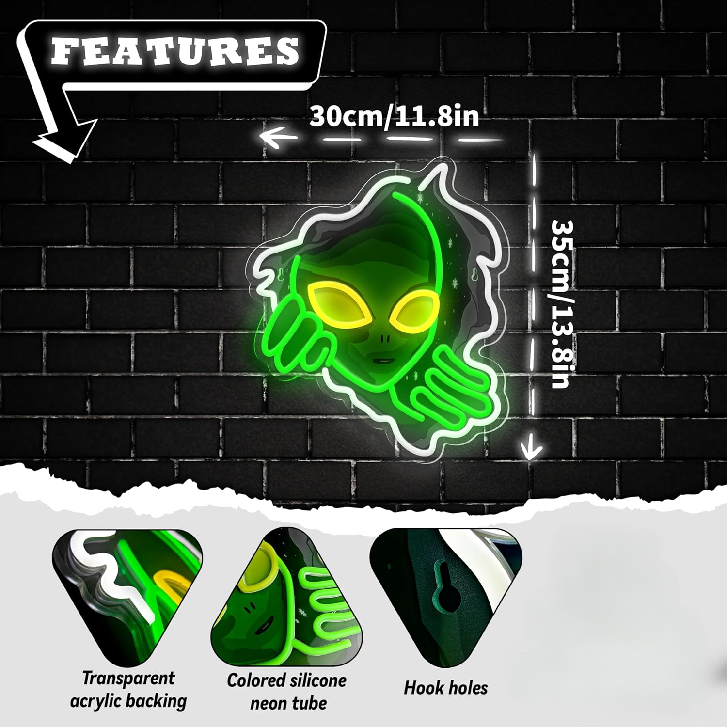 Alien Face Neon Sign Green Glo - Outdoor Lighting Decor Ideas recensie en prijs