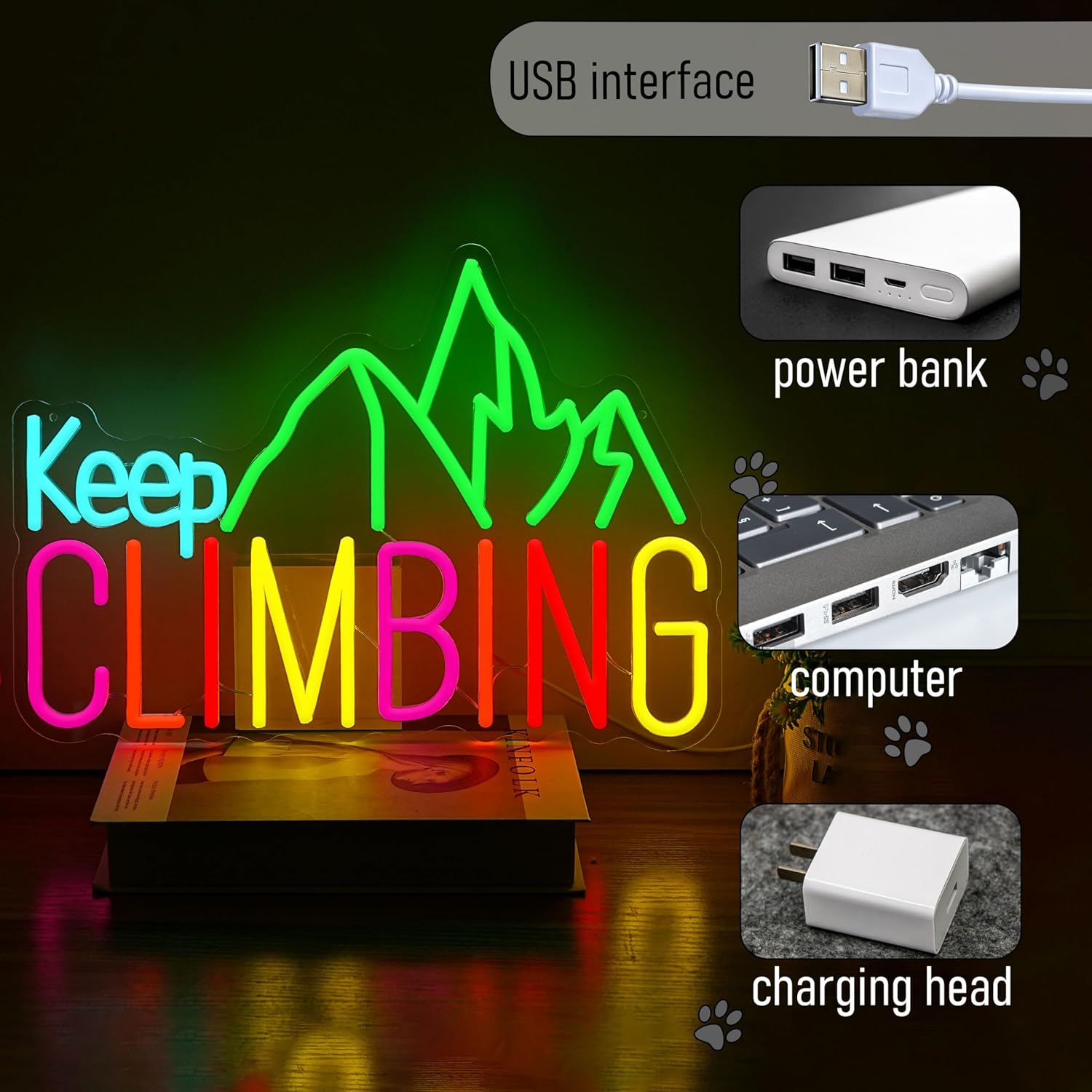 Keep Climbing Neon Sign USB Le - Garden Lighting Decor recensie en prijs